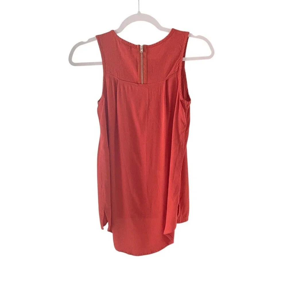 eyeshadows Lace Accent Tank Top Sleeveless Casual Blouse Coral Orange SM‎